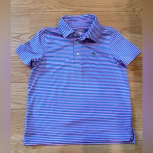 Vineyard Vines Boys’ Sankaty Striped Polo in Blue & Pink
